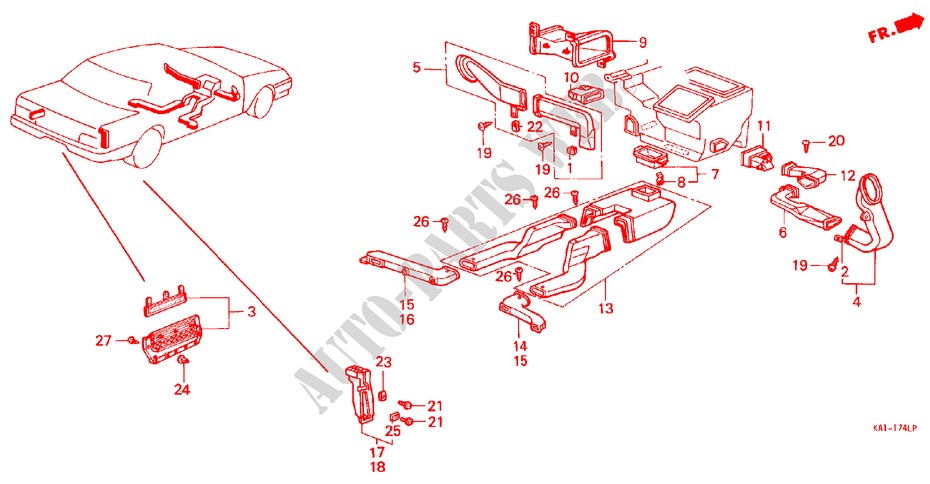 KANAL für Honda LEGEND V6 2.7I 4 Türen 5 gang-Schaltgetriebe 1988