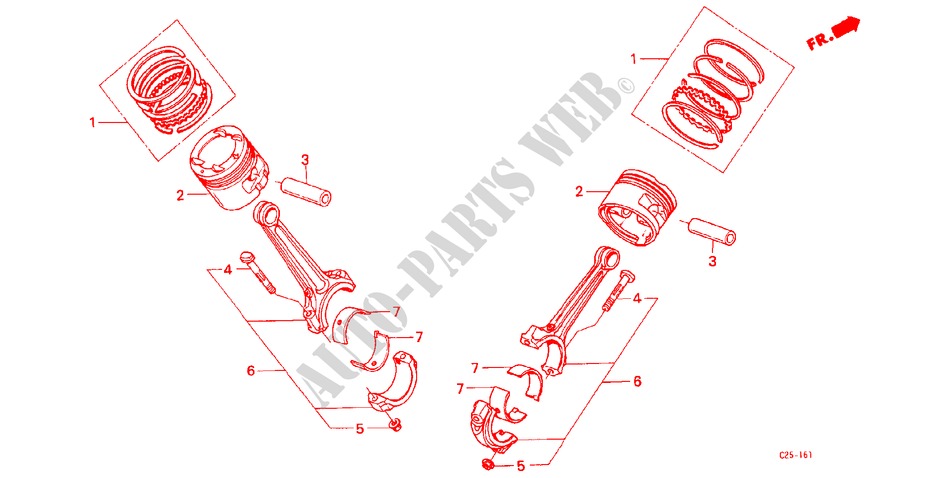 KOLBEN/PLEUELSTANGE für Honda LEGEND V6 2.7I 4 Türen 5 gang-Schaltgetriebe 1988