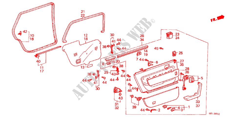TUERVERKLEIDUNG, HINTEN für Honda LEGEND V6 2.7I 4 Türen 5 gang-Schaltgetriebe 1988
