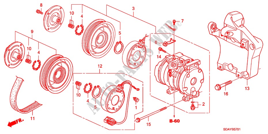 KLIMAANLAGE (KOMPRESSOR) (V6) für Honda ACCORD 3.0          VTI-L 4 Türen 5 gang automatikgetriebe 2007
