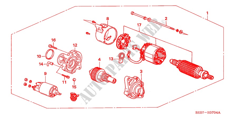 ANLASSER (1.4KW)(MITSUBA) für Honda ACCORD EX 4 Türen 5 gang-Schaltgetriebe 1986