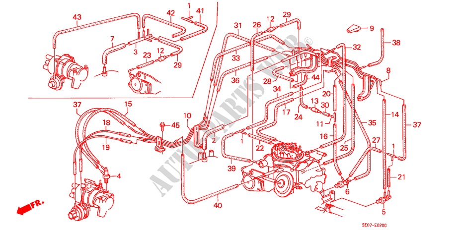 EINBAULEITUNG/ROHRE <G,F,W(1.6)><S(2.0)> für Honda ACCORD EX 4 Türen 5 gang-Schaltgetriebe 1986