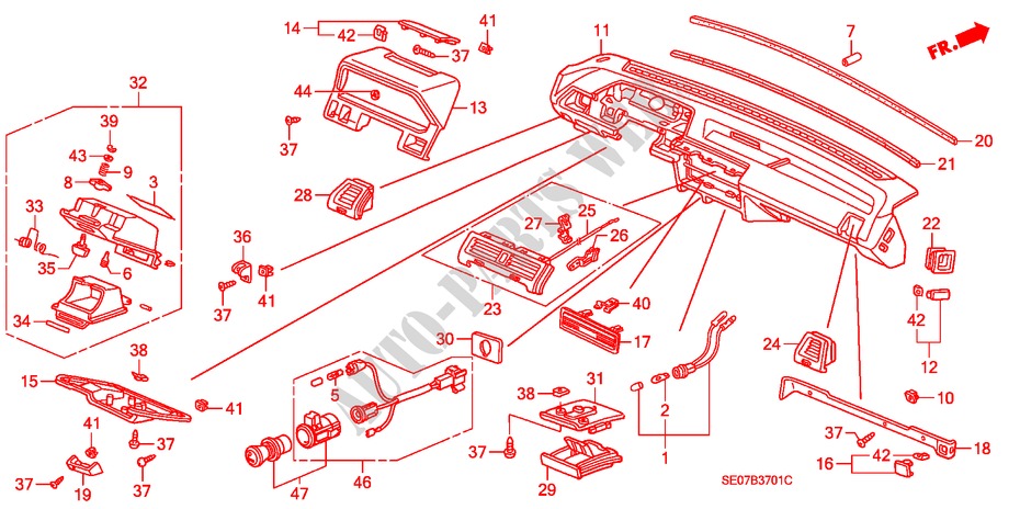 INSTRUMENTENBRETT(LH) für Honda ACCORD EX-2.0I 3 Türen 4 gang automatikgetriebe 1986