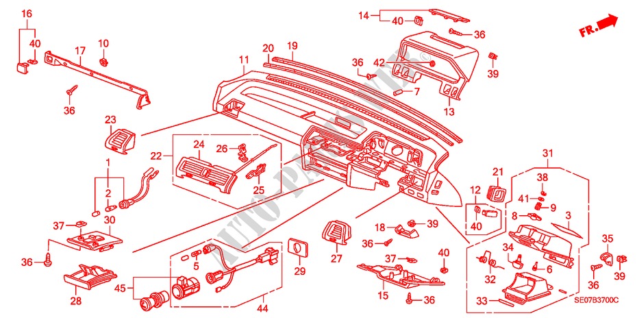 INSTRUMENTENBRETT(RH) für Honda ACCORD EX 3 Türen 5 gang-Schaltgetriebe 1986