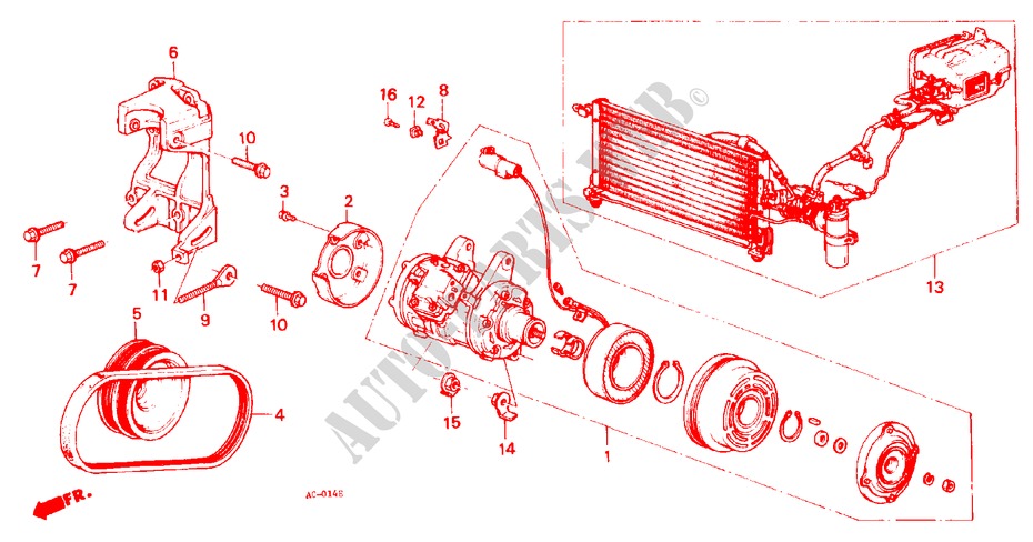 KLIMAANLAGE (KOMPRESSOR) für Honda ACCORD EX 4 Türen 4 gang automatikgetriebe 1986