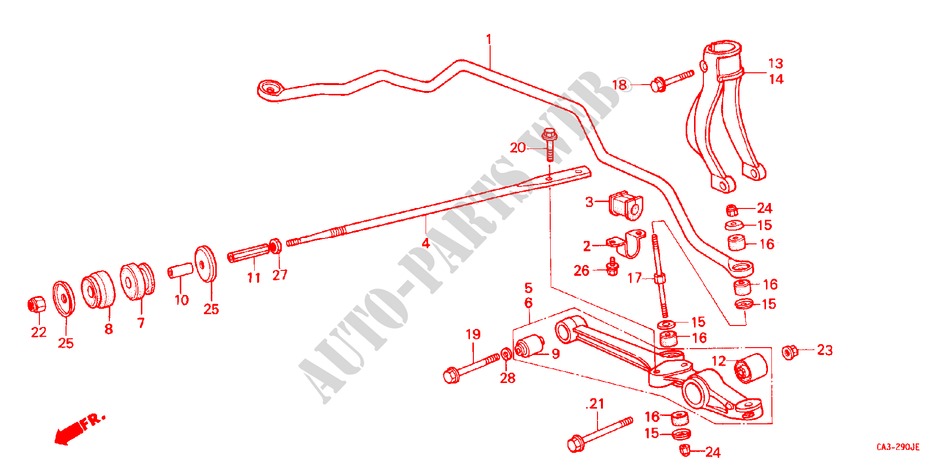 UNTERER ARM, VORNE/ STABILISATORFEDER, VORNE für Honda ACCORD EX-2.0I 4 Türen 4 gang automatikgetriebe 1986