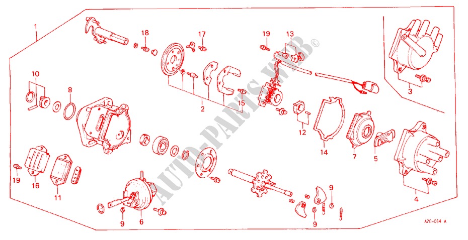 VERTEILER(TEC) für Honda ACCORD EX 4 Türen 5 gang-Schaltgetriebe 1986