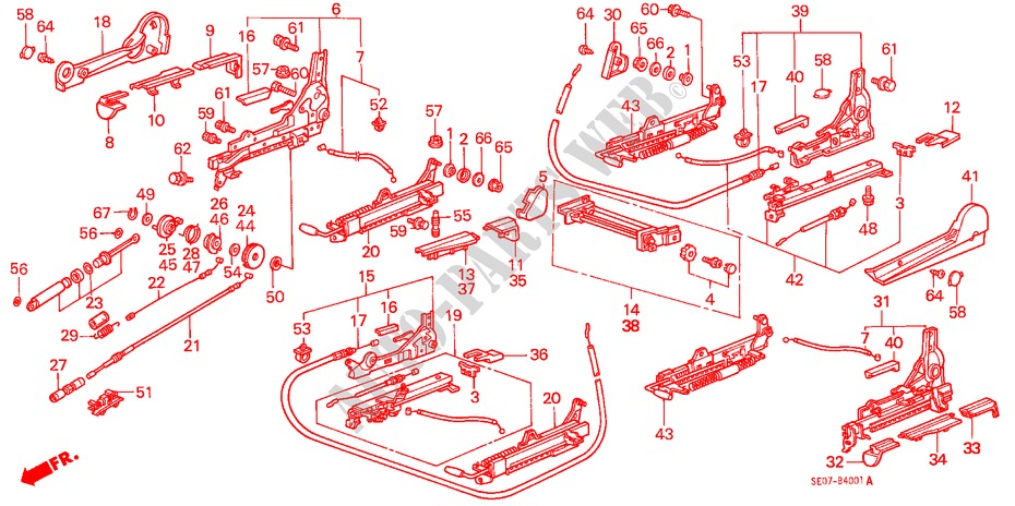 VORNE SITZKOMPONENTEN (2D) für Honda ACCORD EX-2.0I 3 Türen 4 gang automatikgetriebe 1986