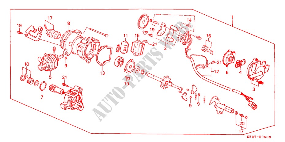 VERTEILER(PGM FI) für Honda ACCORD EX-2.0I 3 Türen 5 gang-Schaltgetriebe 1987