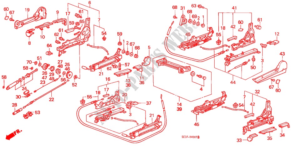 VORNE SITZKOMPONENTEN (2D) für Honda ACCORD EX-2.0I 3 Türen 5 gang-Schaltgetriebe 1987