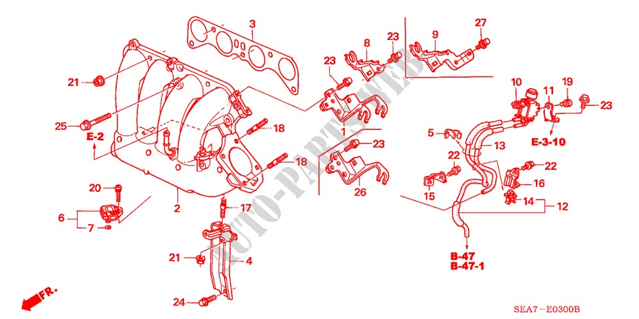ANSAUGKRUEMMER(1) für Honda ACCORD 2.0 COMFORT 4 Türen 5 gang automatikgetriebe 2003