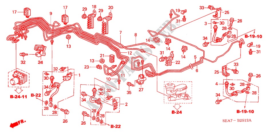 BREMSLEITUNGEN(ABS) (DIESEL) (LH) für Honda ACCORD 2.2 SPORT 4 Türen 5 gang-Schaltgetriebe 2005
