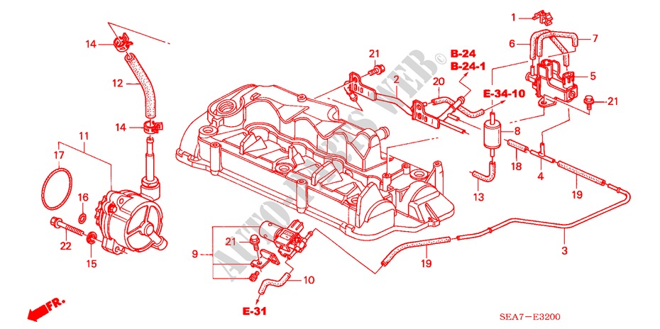 EINBAULEITUNG/UNTERDRUCKPUMPE(DIESEL) ( '05) für Honda ACCORD 2.2 EXECUTIVE 4 Türen 5 gang-Schaltgetriebe 2005
