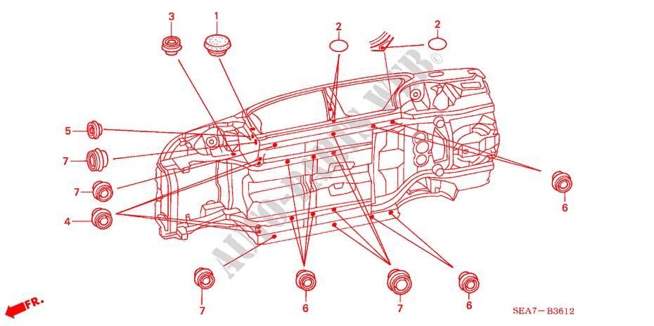 GUMMITUELLE(UNTEN) für Honda ACCORD 2.2 EXECUTIVE 4 Türen 5 gang-Schaltgetriebe 2005