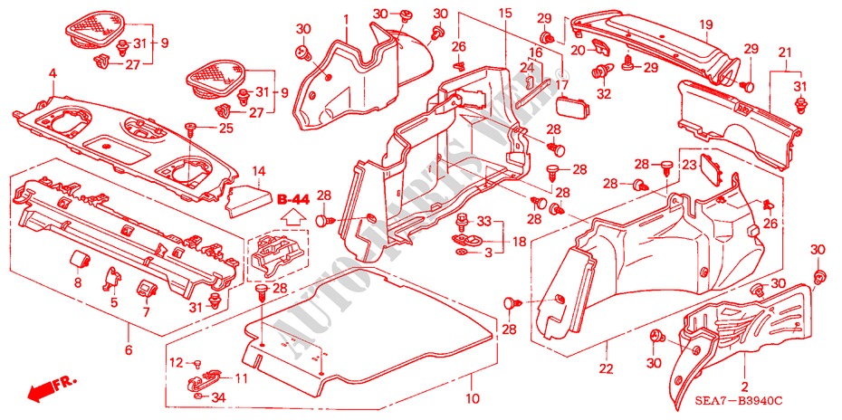 HINTERE ABLAGE/SEITENVERKLEIDUNG für Honda ACCORD 2.0 COMFORT 4 Türen 5 gang-Schaltgetriebe 2003