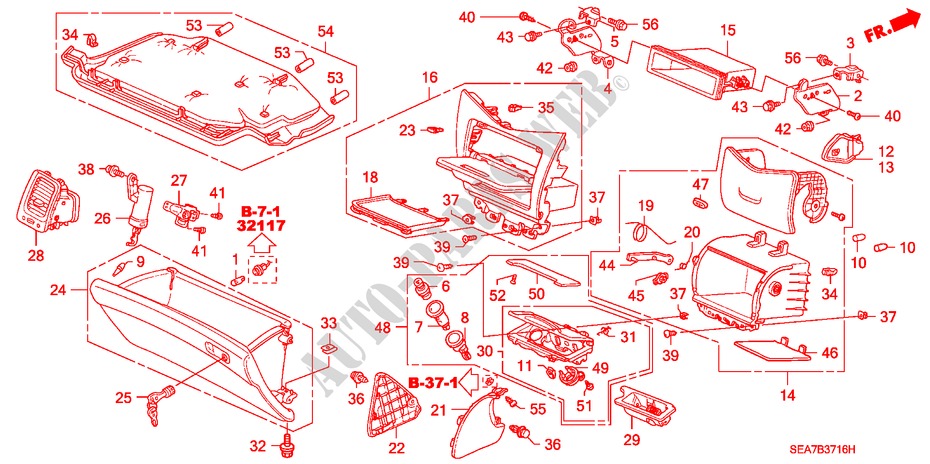INSTRUMENTENBRETT(BEIFAHRERSEITE) (RH) für Honda ACCORD 2.2 EXECUTIVE 4 Türen 5 gang-Schaltgetriebe 2005