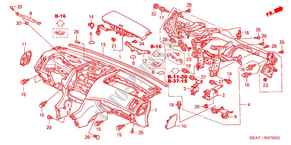 INSTRUMENTENBRETT(LH) für Honda ACCORD 2.0 COMFORT 4 Türen 5 gang automatikgetriebe 2003