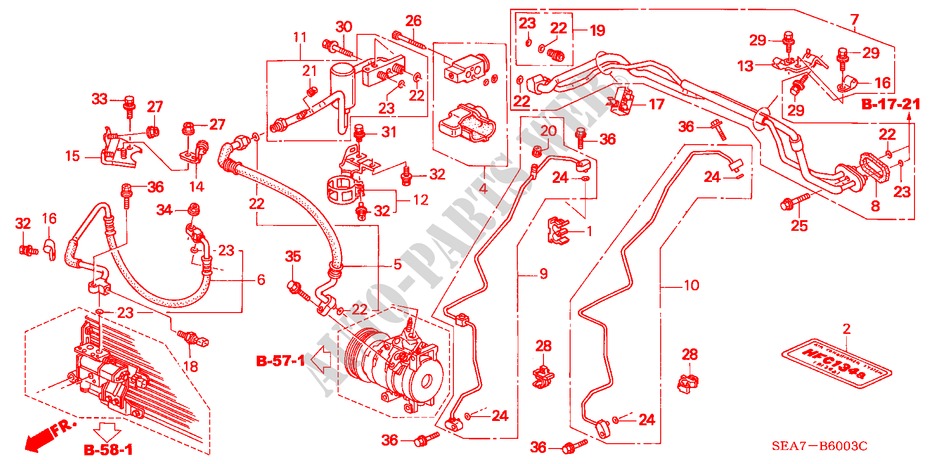 KLIMAANLAGE(SCHLAEUCHE/LEITYNGEN)(RH)(DIESEL) für Honda ACCORD 2.2 EXECUTIVE 4 Türen 5 gang-Schaltgetriebe 2005