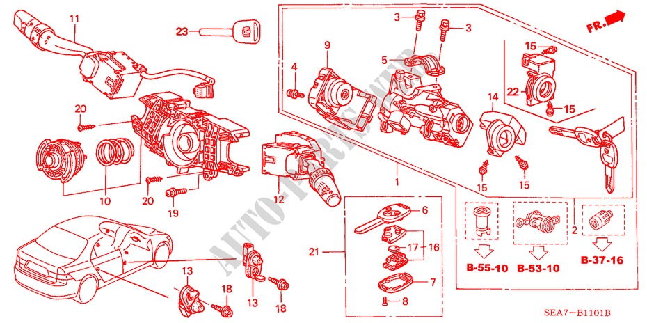KOMBISCHALTER(RH) für Honda ACCORD 2.2 EXECUTIVE 4 Türen 5 gang-Schaltgetriebe 2005