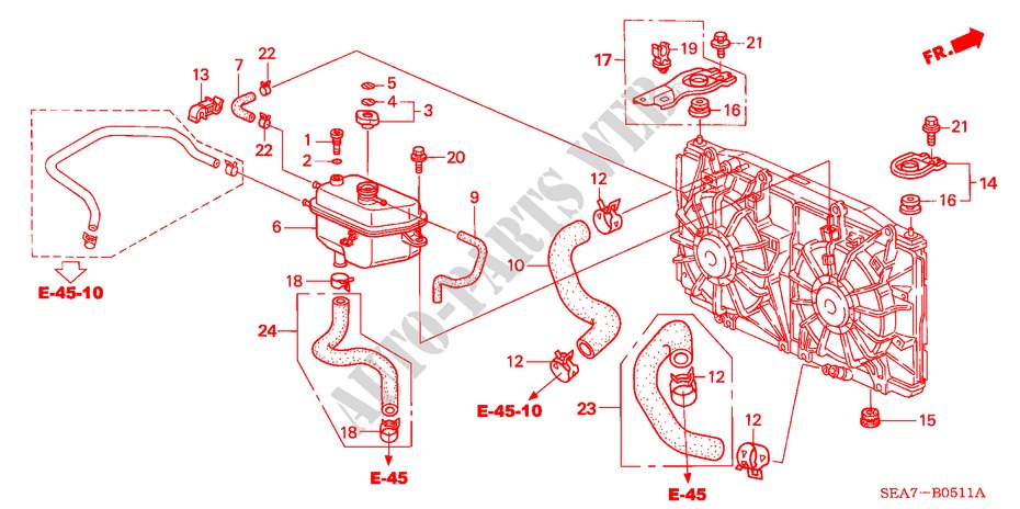 KUEHLERSCHLAUCH/RESERVETANK(DIESEL) für Honda ACCORD 2.2 SPORT 4 Türen 5 gang-Schaltgetriebe 2005