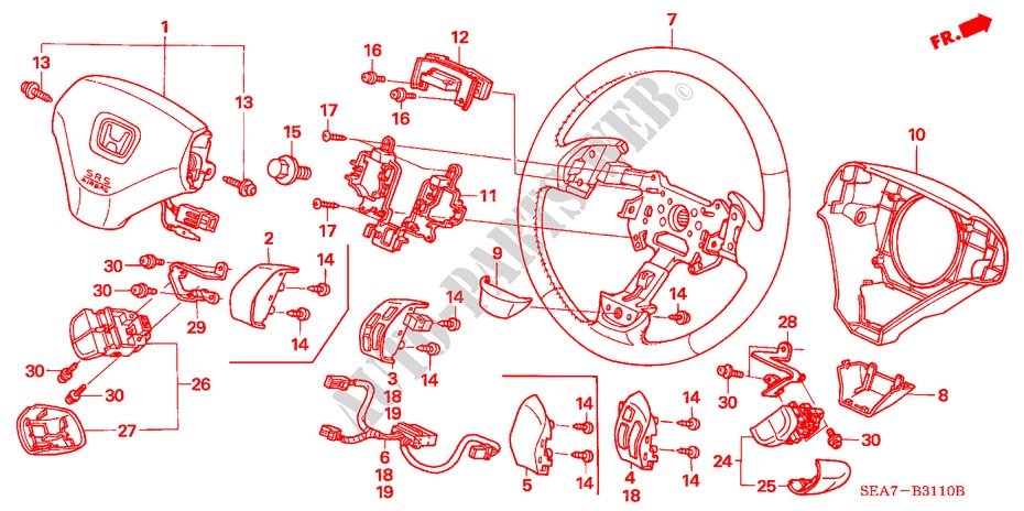 LENKRAD(SRS) (1) für Honda ACCORD 2.4 TYPE S 4 Türen 6 gang-Schaltgetriebe 2003