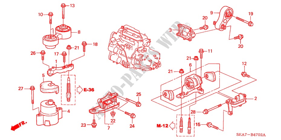 MOTORBEFESTIGUNGEN(DIESEL) für Honda ACCORD 2.2 EXECUTIVE 4 Türen 5 gang-Schaltgetriebe 2005