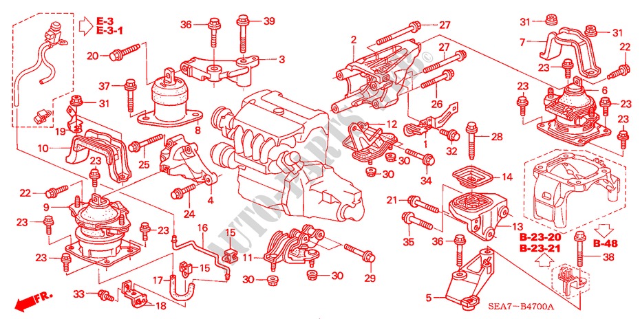 MOTORBEFESTIGUNGEN(MT) für Honda ACCORD 2.0 SPORT 4 Türen 5 gang-Schaltgetriebe 2005