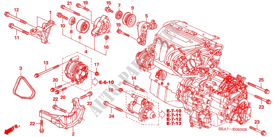 MOTORHALTERUNG für Honda ACCORD 2.4 EXECUTIVE 4 Türen 6 gang-Schaltgetriebe 2005
