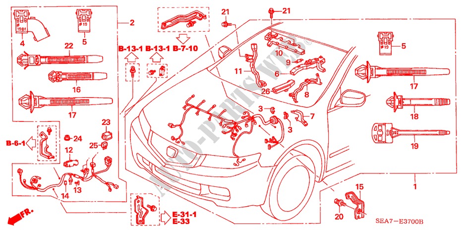 MOTORKABELBAUM(LH) (DIESEL) für Honda ACCORD 2.2 SPORT 4 Türen 5 gang-Schaltgetriebe 2005