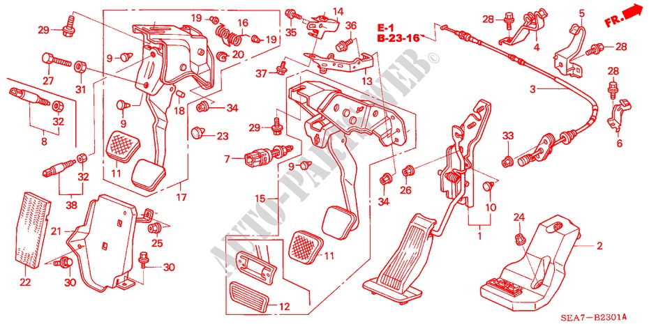 PEDAL(RH) für Honda ACCORD 2.2 EXECUTIVE 4 Türen 6 gang-Schaltgetriebe 2006