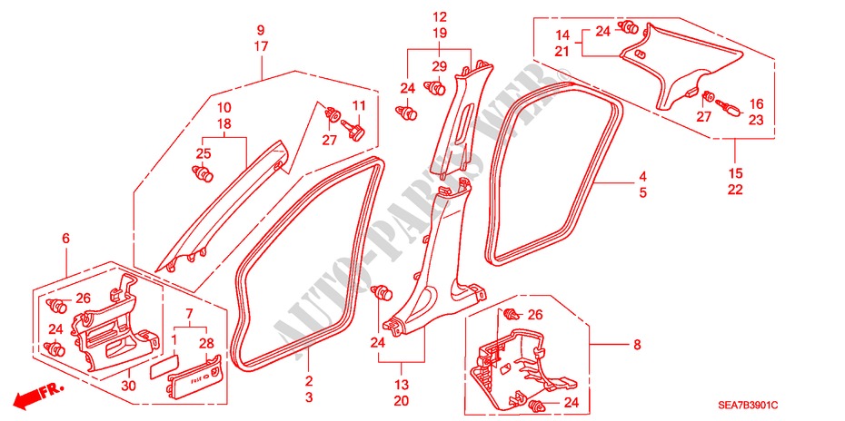 SAEULENZIERSTUECK(RH) für Honda ACCORD 2.2 EXECUTIVE 4 Türen 6 gang-Schaltgetriebe 2006