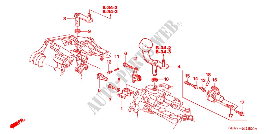 SCHALTARM(DIESEL) für Honda ACCORD 2.2 SPORT 4 Türen 5 gang-Schaltgetriebe 2005