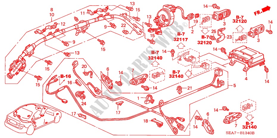SRS EINHEIT(LH) für Honda ACCORD 2.0 SPORT 4 Türen 5 gang-Schaltgetriebe 2004