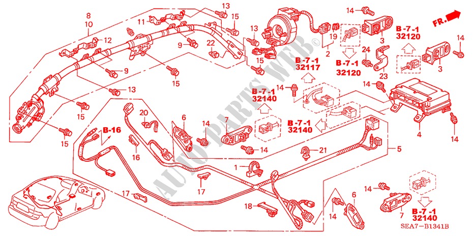 SRS EINHEIT(RH) für Honda ACCORD 2.2 EXECUTIVE 4 Türen 5 gang-Schaltgetriebe 2005