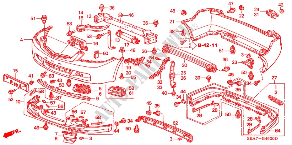 STOSSFAENGER( '05) für Honda ACCORD 2.4 EXECUTIVE 4 Türen 5 gang automatikgetriebe 2003