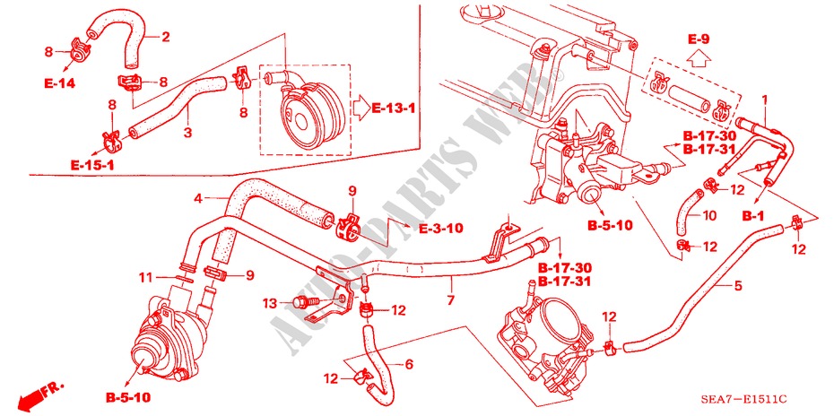 WASSERSCHLAUCH(2.4L) für Honda ACCORD 2.4 EXECUTIVE 4 Türen 6 gang-Schaltgetriebe 2005