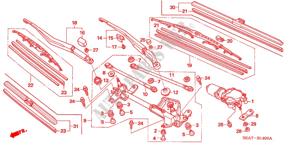 WINDSCHUTZSCHEIBENWISCHER (LH) für Honda ACCORD 2.4 TYPE S 4 Türen 6 gang-Schaltgetriebe 2003