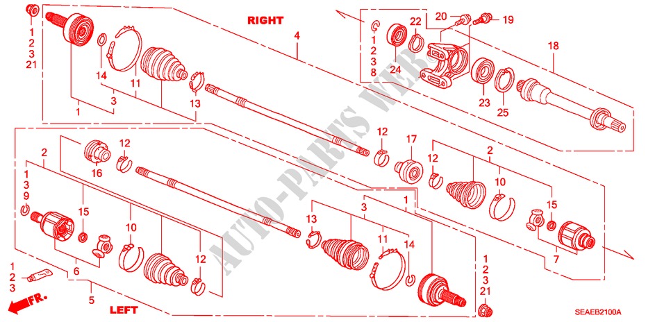 ANTRIEBSWELLE, VORNE/ HALBWELLE für Honda ACCORD 2.4 TYPE S 4 Türen 5 gang automatikgetriebe 2007