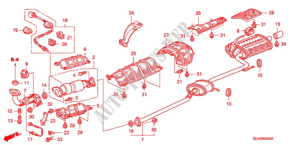 AUSPUFFROHR(2.0L) für Honda ACCORD 2.0 SPORT SE 4 Türen 5 gang-Schaltgetriebe 2008