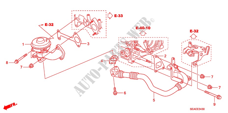 EGR STEUERVENTIL(DIESEL) für Honda ACCORD 2.2 SPORT 4 Türen 6 gang-Schaltgetriebe 2007