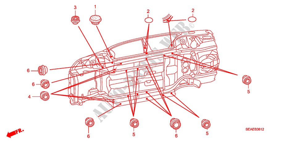 GUMMITUELLE(UNTEN) für Honda ACCORD 2.0 TYPE S 4 Türen 5 gang-Schaltgetriebe 2008