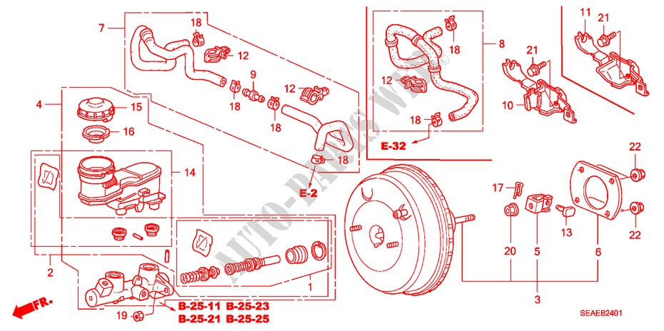HAUPTBREMSZYLINDER/ MASTER POWER(RH) für Honda ACCORD 2.0 TYPE S 4 Türen 5 gang-Schaltgetriebe 2008
