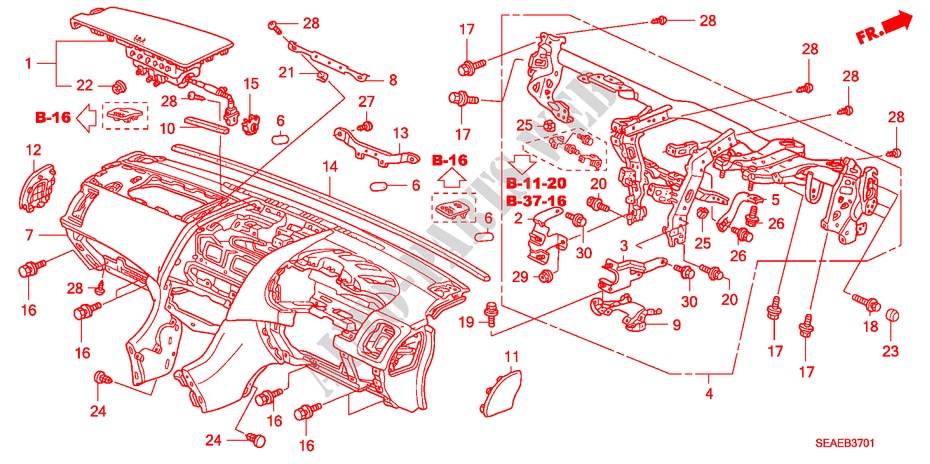 INSTRUMENTENBRETT(RH) für Honda ACCORD 2.0 TYPE S 4 Türen 5 gang automatikgetriebe 2007