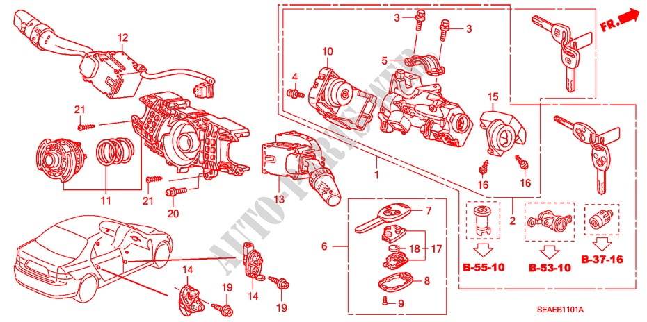 KOMBISCHALTER(RH) für Honda ACCORD 2.2 SPORT 4 Türen 6 gang-Schaltgetriebe 2007