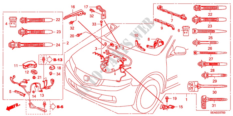 MOTORKABELBAUM(LH) für Honda ACCORD 2.4 TYPE S 4 Türen 5 gang automatikgetriebe 2007