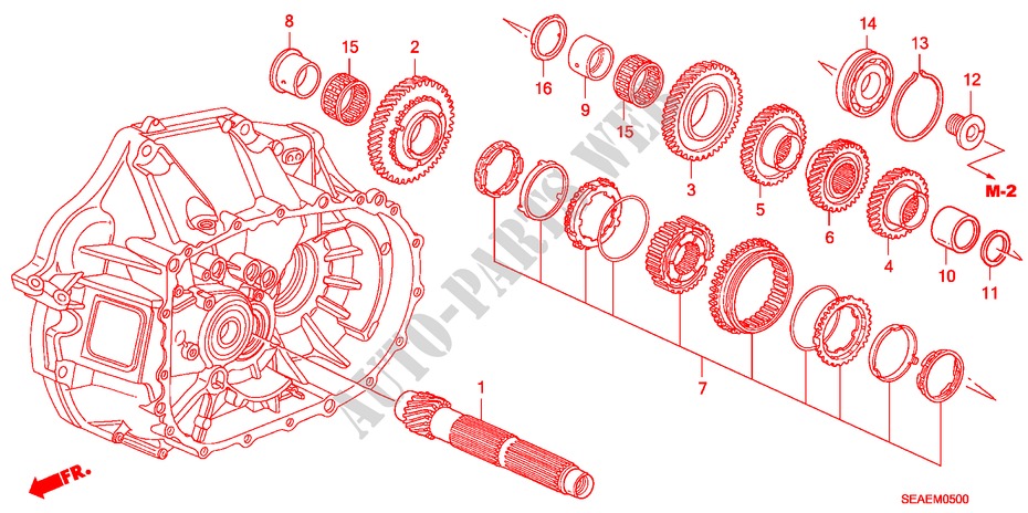 NEBENWELLE(2.0L)(5MT) für Honda ACCORD 2.0 TYPE S 4 Türen 5 gang-Schaltgetriebe 2008