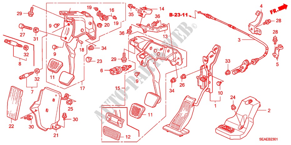 PEDAL(RH) für Honda ACCORD 2.0 EXECUTIVE 4 Türen 5 gang-Schaltgetriebe 2008