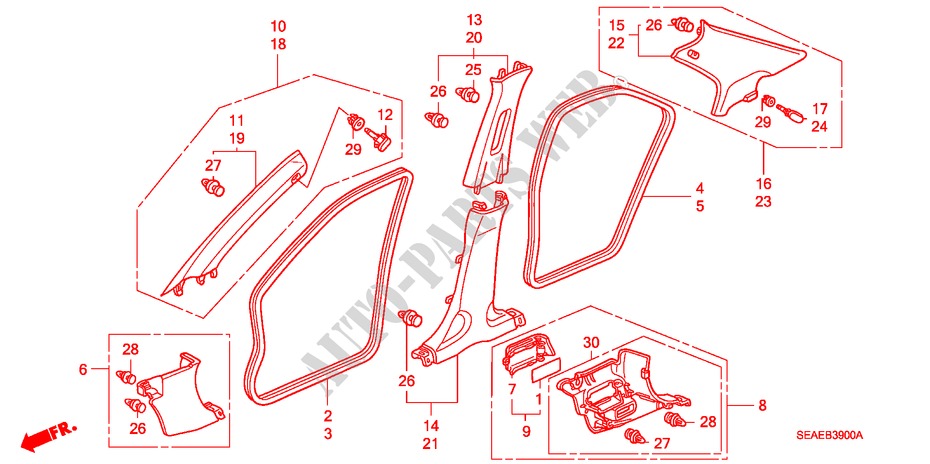 SAEULENZIERSTUECK(LH) für Honda ACCORD 2.0 SPORT 4 Türen 5 gang-Schaltgetriebe 2007