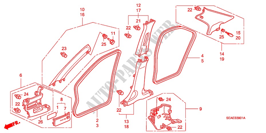 SAEULENZIERSTUECK(RH) für Honda ACCORD 2.0 TYPE S 4 Türen 5 gang automatikgetriebe 2007