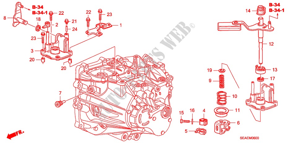 SCHALTARM(2.0L)(5MT) für Honda ACCORD 2.0 EXECUTIVE 4 Türen 5 gang-Schaltgetriebe 2008